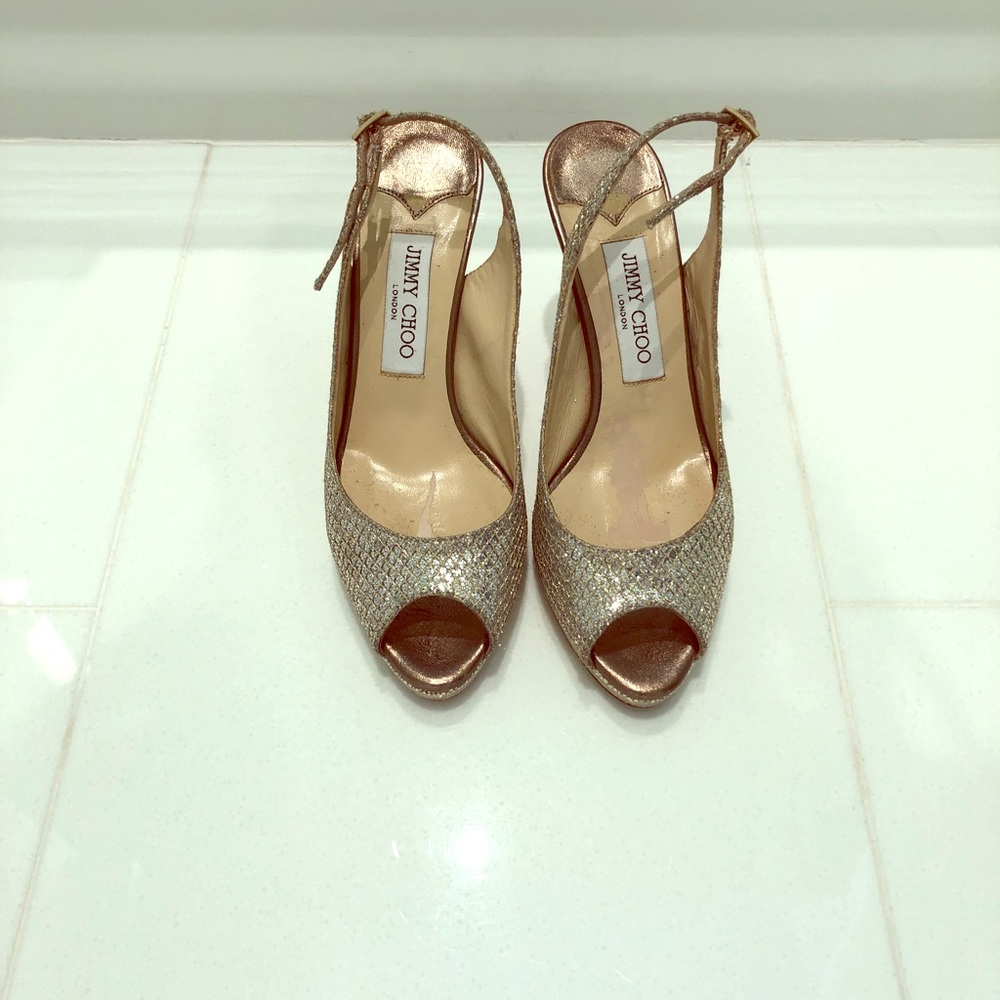 Jimmy Choo Nova Glitter Platform Slingback Sandal